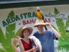 Us with Toby the Pink Cockatoo and Salvador the Blue & Gold Macaw at Ardastra Gardens